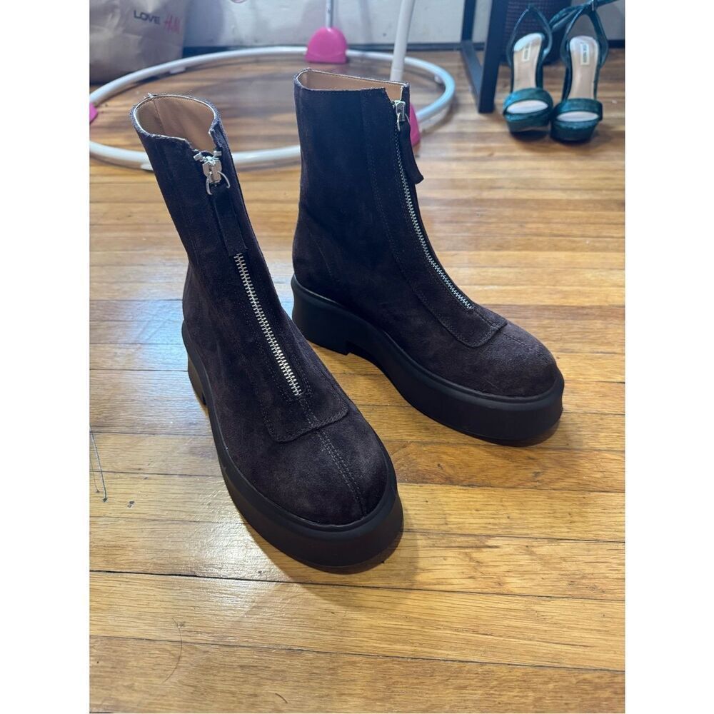 Steve Madden Jones Suede Zip-Front Platform Ankle Boots in Brown Size 8